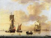 Francis Swaine A royal yacht and small naval ship in a calm oil painting